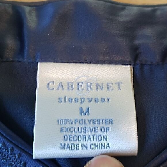 Cabernet Pajama Top Bottom Set Sleeveless Embroidered Blue M - Picture 6 of 9